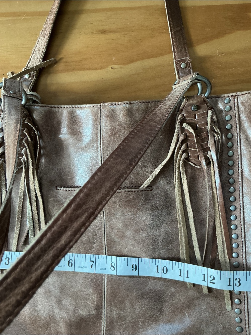 The Sak Ashland Brown Leather FringeWestern Hob Distresses Tote Purse - Picture 8 of 11